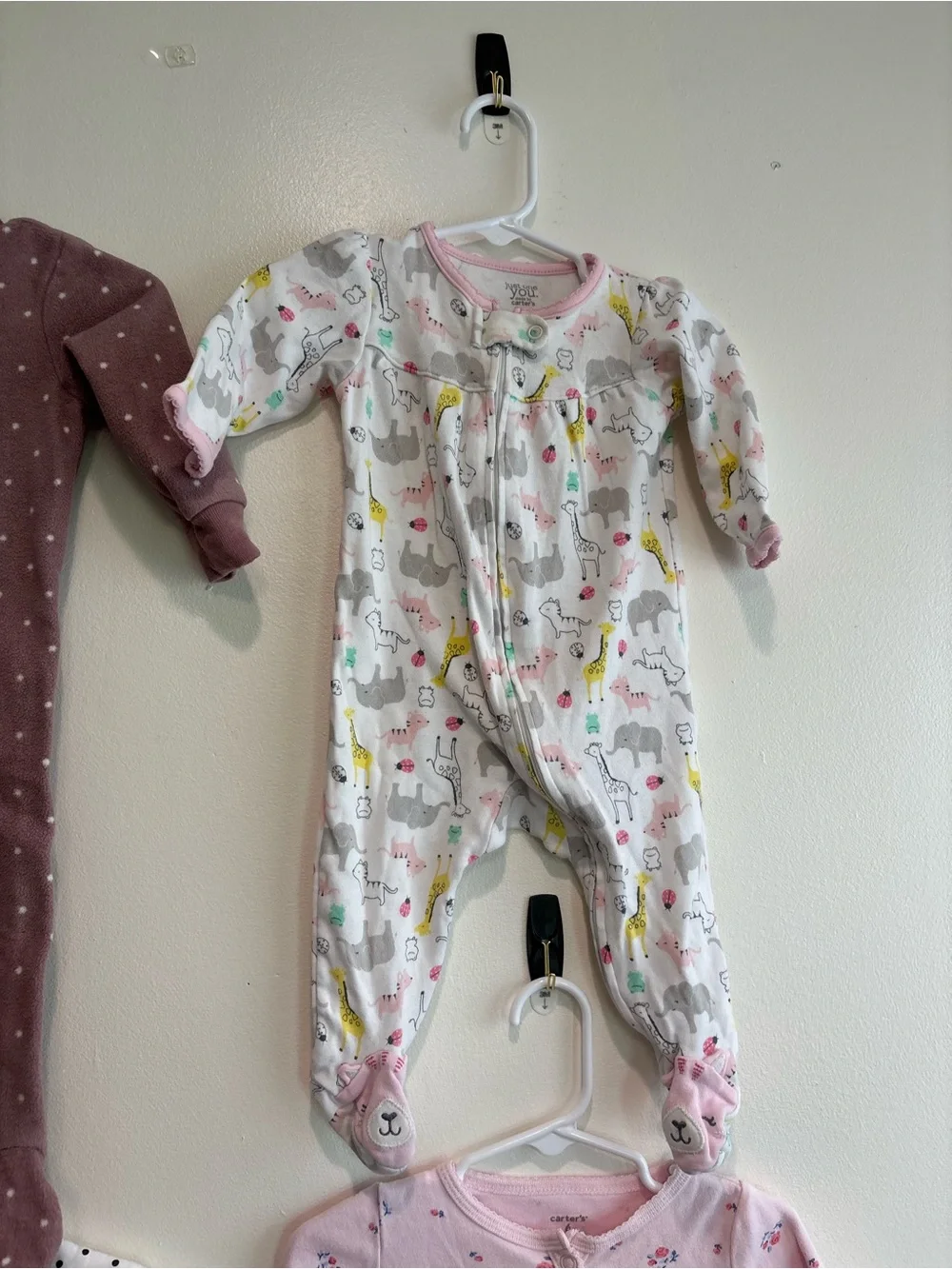 3-6. Month girl pajama set One-Piece Footed Sleepers floral